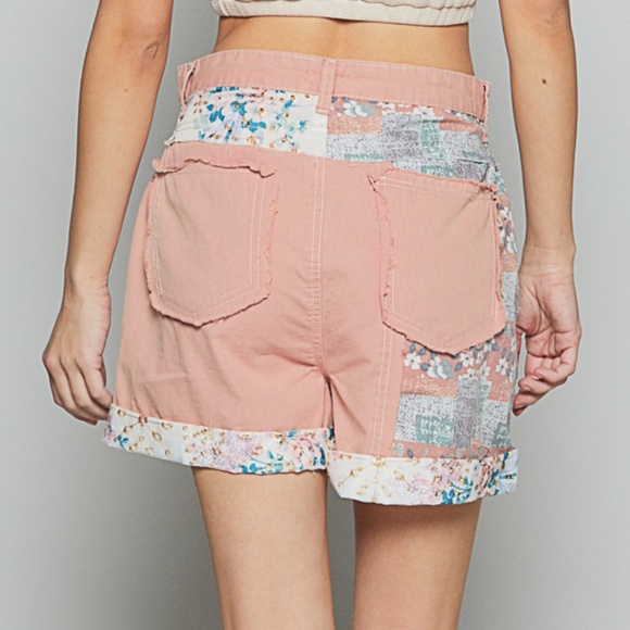 POL Peach Floral Print Pockets Cotton Shorts - Picture 5 of 6